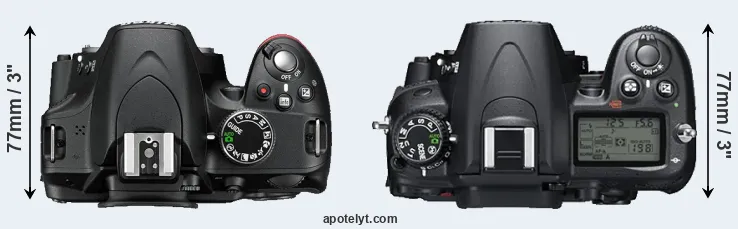 Compare D3200 versus D7000 top