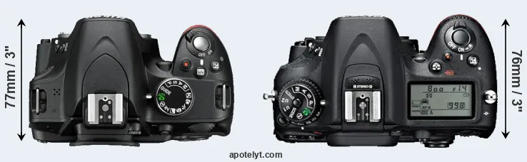 Compare D3200 versus D7100 top