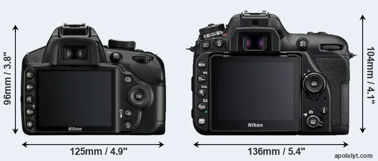 Comparison D3200 or D7500 rear