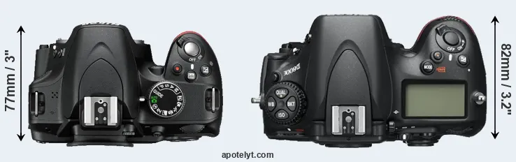 Compare D3200 versus D800E top