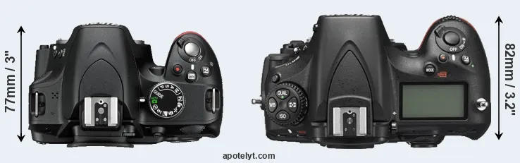 Compare D3200 versus D810 top