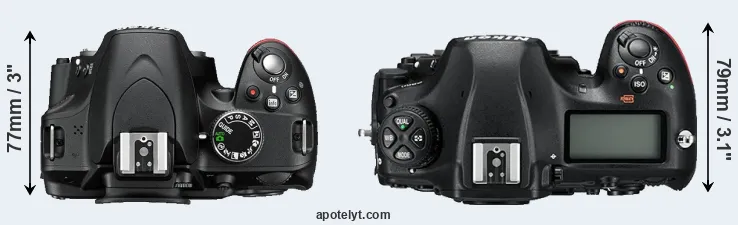 Compare D3200 versus D850 top
