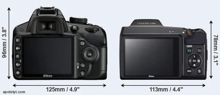 Comparison D3200 or L840 rear
