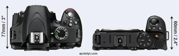 Compare D3200 versus Z30 top