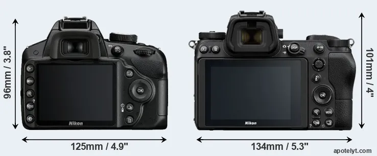 Comparison D3200 or Z6 rear