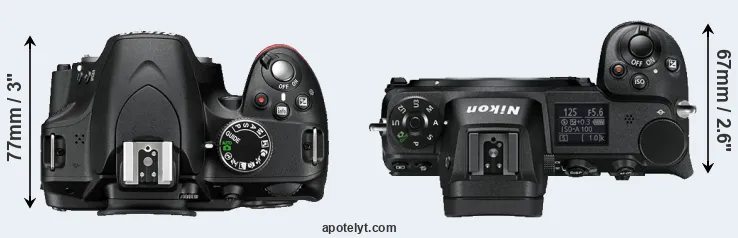 Compare D3200 versus Z6 top