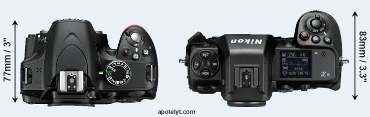 Compare D3200 versus Z8 top
