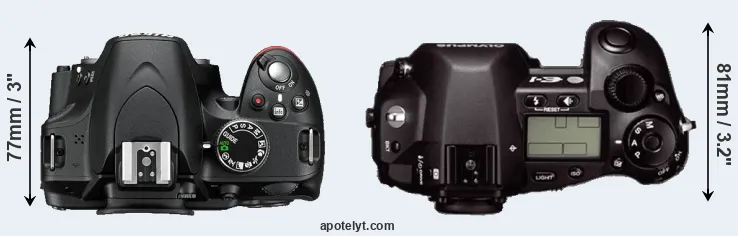 Compare D3200 versus E-1 top