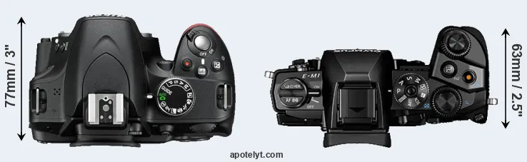 Compare D3200 versus E-M1 top