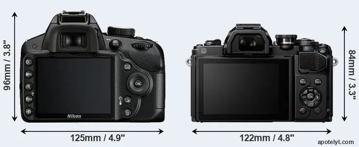 Comparison D3200 or E-M10 III rear