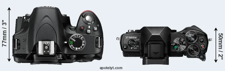Compare D3200 versus E-M10 III top