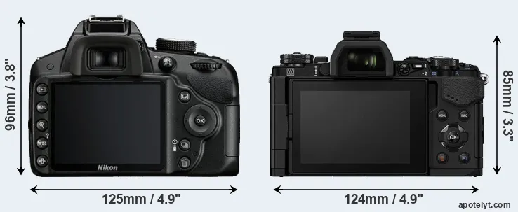 Comparison D3200 or E-M5 II rear
