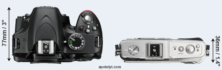 Compare D3200 versus E-P1 top
