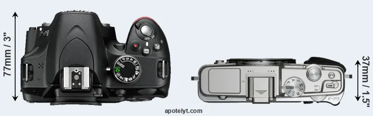 Compare D3200 versus E-P5 top