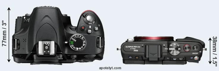Compare D3200 versus E-PL6 top