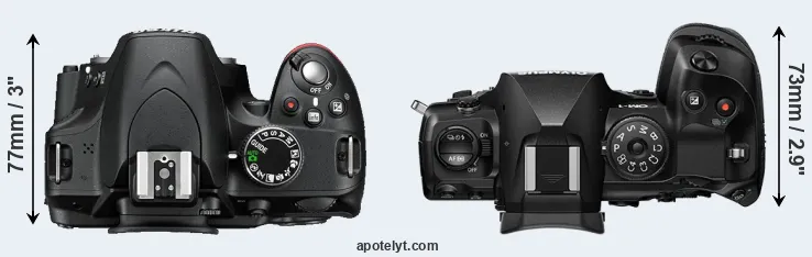 Compare D3200 versus OM-1 top