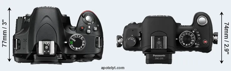 Compare D3200 versus G10 top