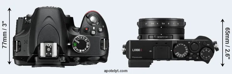 Compare D3200 versus LX100 II top