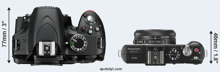 Compare D3200 versus LX7 top