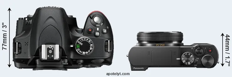 Compare D3200 versus TZ100 top