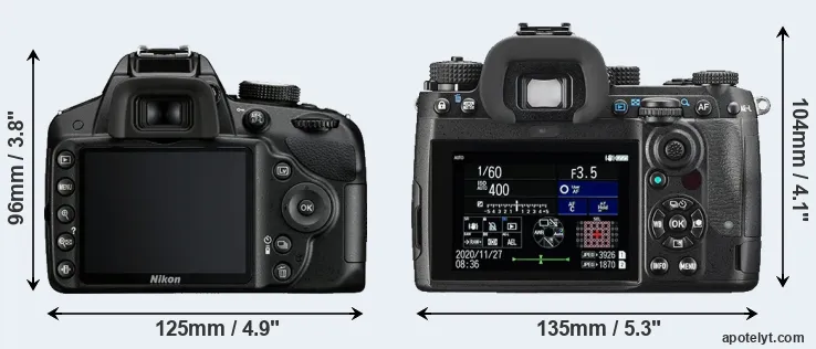 Comparison D3200 or K-3 III rear