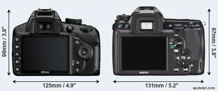 Comparison D3200 or K-5 II rear