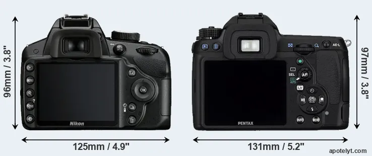 Comparison D3200 or K-5 rear