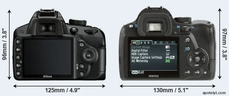 Comparison D3200 or K-500 rear