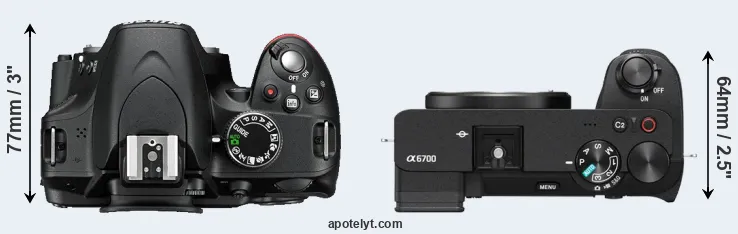 Compare D3200 versus A6700 top
