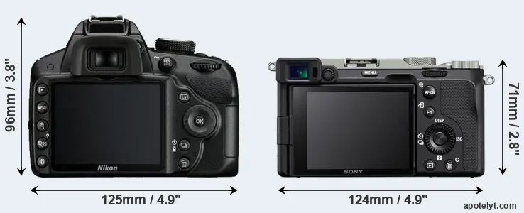 Comparison D3200 or A7C rear
