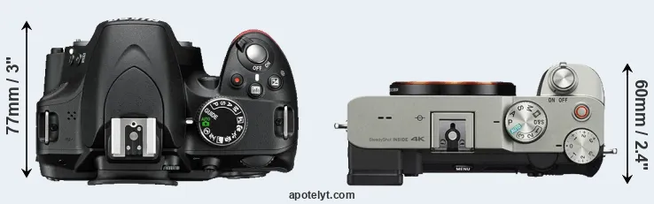 Compare D3200 versus A7C top