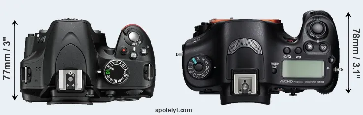 Compare D3200 versus A99 top