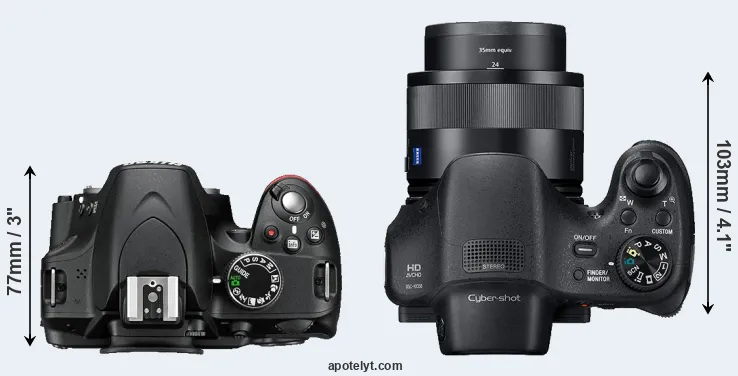 Compare D3200 versus HX350 top