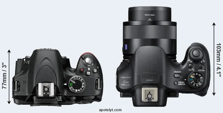Compare D3200 versus HX400V top