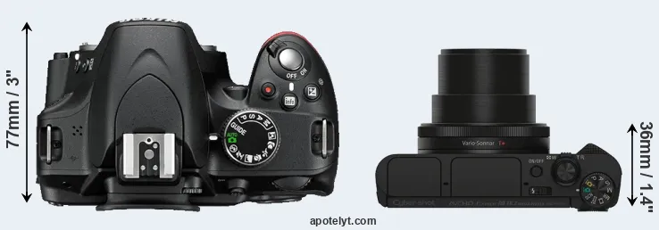 Compare D3200 versus HX90V top