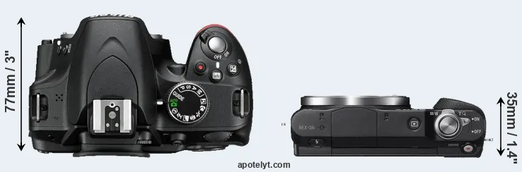 Compare D3200 versus NEX-3N top