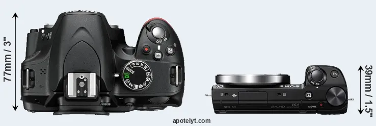Compare D3200 versus NEX-5R top