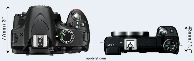 Compare D3200 versus NEX-6 top