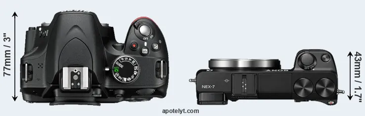 Compare D3200 versus NEX-7 top