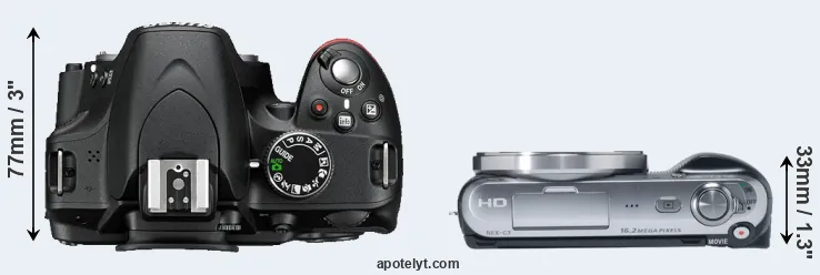 Compare D3200 versus NEX-C3 top