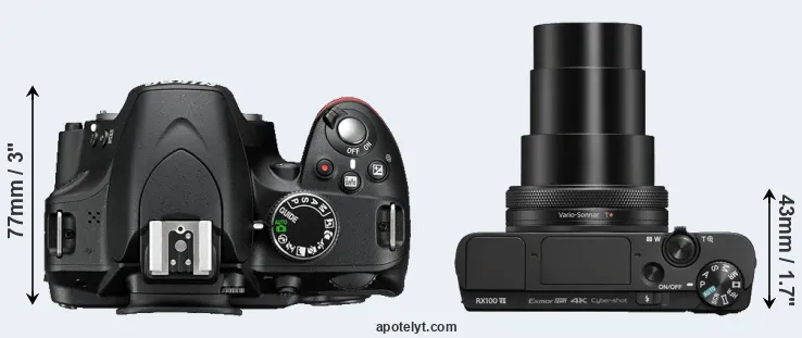 Compare D3200 versus RX100 VII top