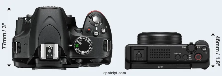 Compare D3200 versus ZV-1F top
