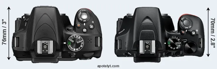 Compare D3300 versus D3500 top