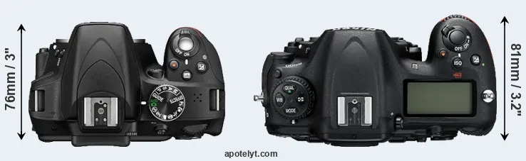 Compare D3300 versus D500 top