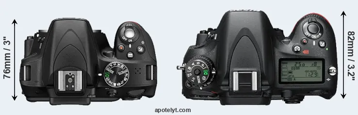 Compare D3300 versus D610 top