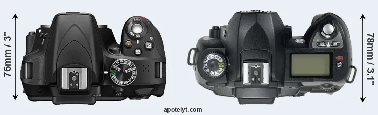 Compare D3300 versus D70 top