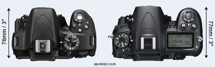 Compare D3300 versus D7000 top