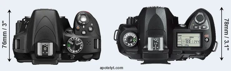 Compare D3300 versus D70s top