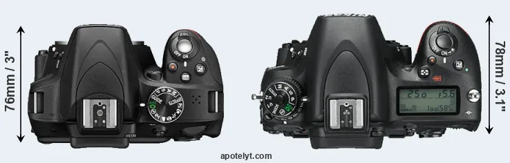 Compare D3300 versus D750 top