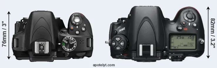 Compare D3300 versus D800 top